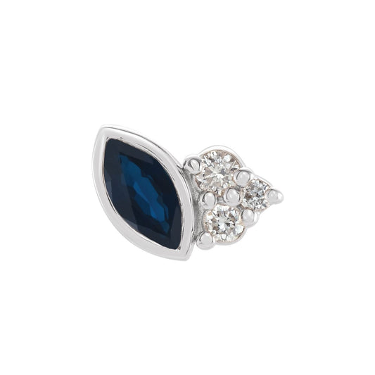 Sterling Silver Natural Blue Sapphire & .03 CTW Natural Diamond Left Earring