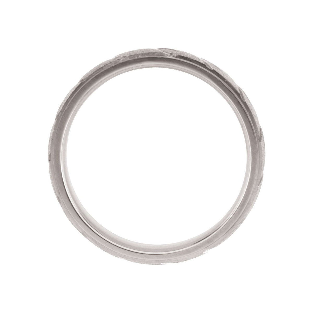 Stepped-Edge Diagonal Grooved Comfort-Fit Flat Band
