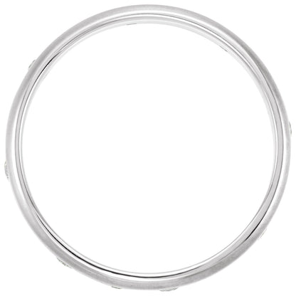 14K White Gold 1/2 CTW Natural Diamond Grooved Band with Brush Finish