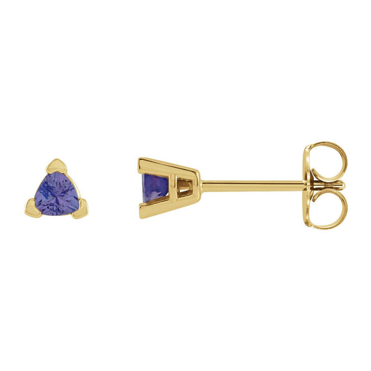 Trillion Natural Tanzanite V-Prong Earrings