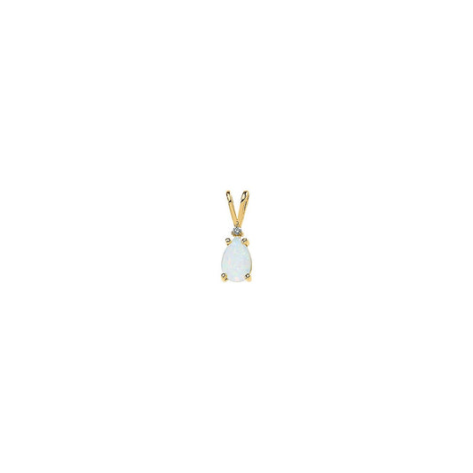 14K Yellow Gold Natural White Opal & .02 CT Natural Diamond Pendant
