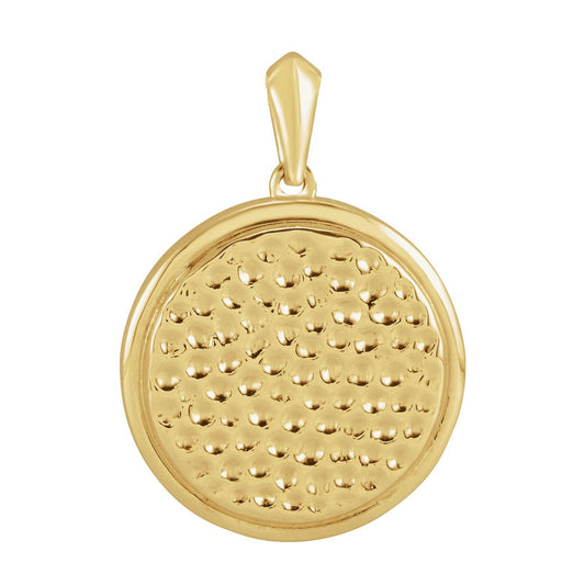 14K Yellow Gold 21.37x15 mm Beaded Disc Pendant