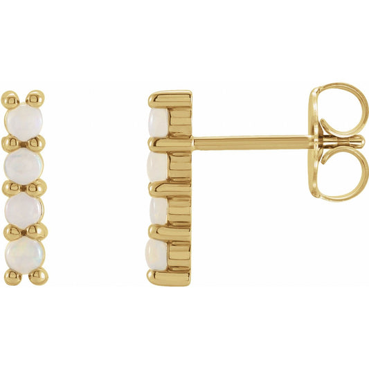 14K Yellow Gold Natural Ethiopian Opal Bar Earrings