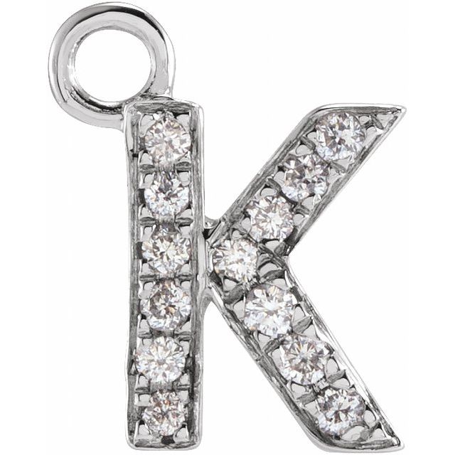 Petite Pavé® .03 CTW Natural Diamond Initial Dangle, 3.3 mm x 6.23 mm