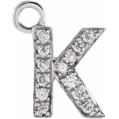 Petite Pavé® .03 CTW Natural Diamond Initial Dangle, 3.3 mm x 6.23 mm