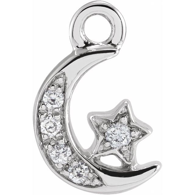 Petite Pavé® .02 CTW Natural Diamond Moon and Star Dangle