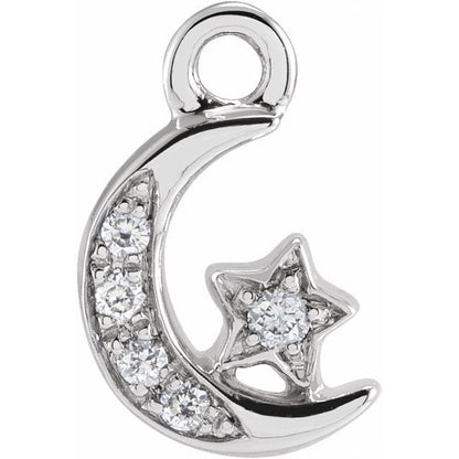 Petite Pavé® .02 CTW Natural Diamond Moon and Star Dangle