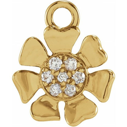 Petite Pavé® .03 CTW Natural Diamond Flower Dangle