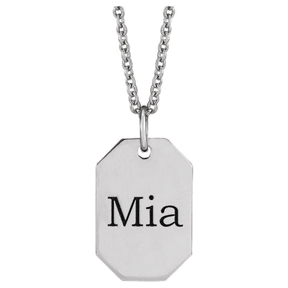 Engravable Dog Tag 16-18" Necklace, 16.37 x 9.17 mm