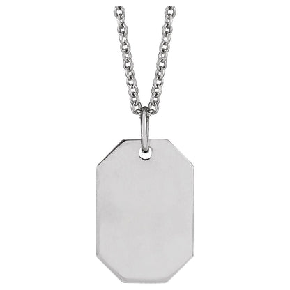 Engravable Dog Tag 16-18" Necklace, 16.37 x 9.17 mm