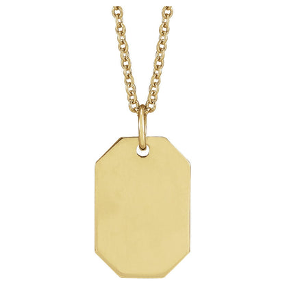 Engravable Dog Tag 16-18" Necklace, 16.37 x 9.17 mm