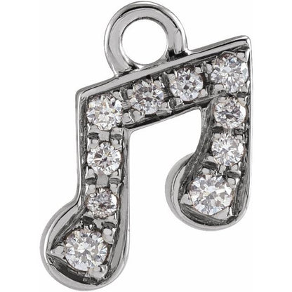14K White Gold Petite Pavé® .03 CTW Natural Diamond Music Note Dangle
