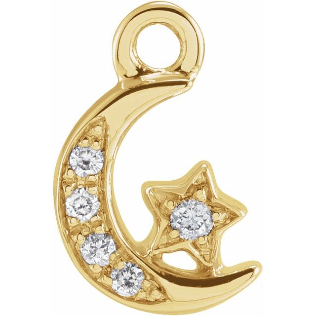 Petite Pavé® .02 CTW Natural Diamond Moon and Star Dangle