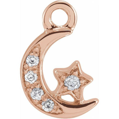 Petite Pavé® .02 CTW Natural Diamond Moon and Star Dangle