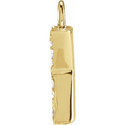 Petite Pavé® .03 CTW Natural Diamond Initial Dangle, 3.3 mm x 6.23 mm