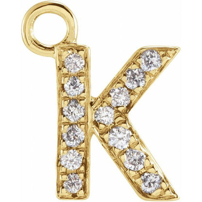 Petite Pavé® .03 CTW Natural Diamond Initial Dangle, 3.3 mm x 6.23 mm