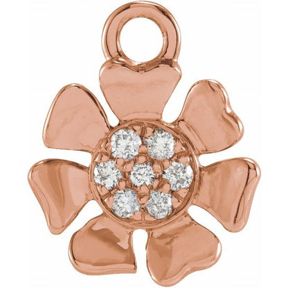 Petite Pavé® .03 CTW Natural Diamond Flower Dangle