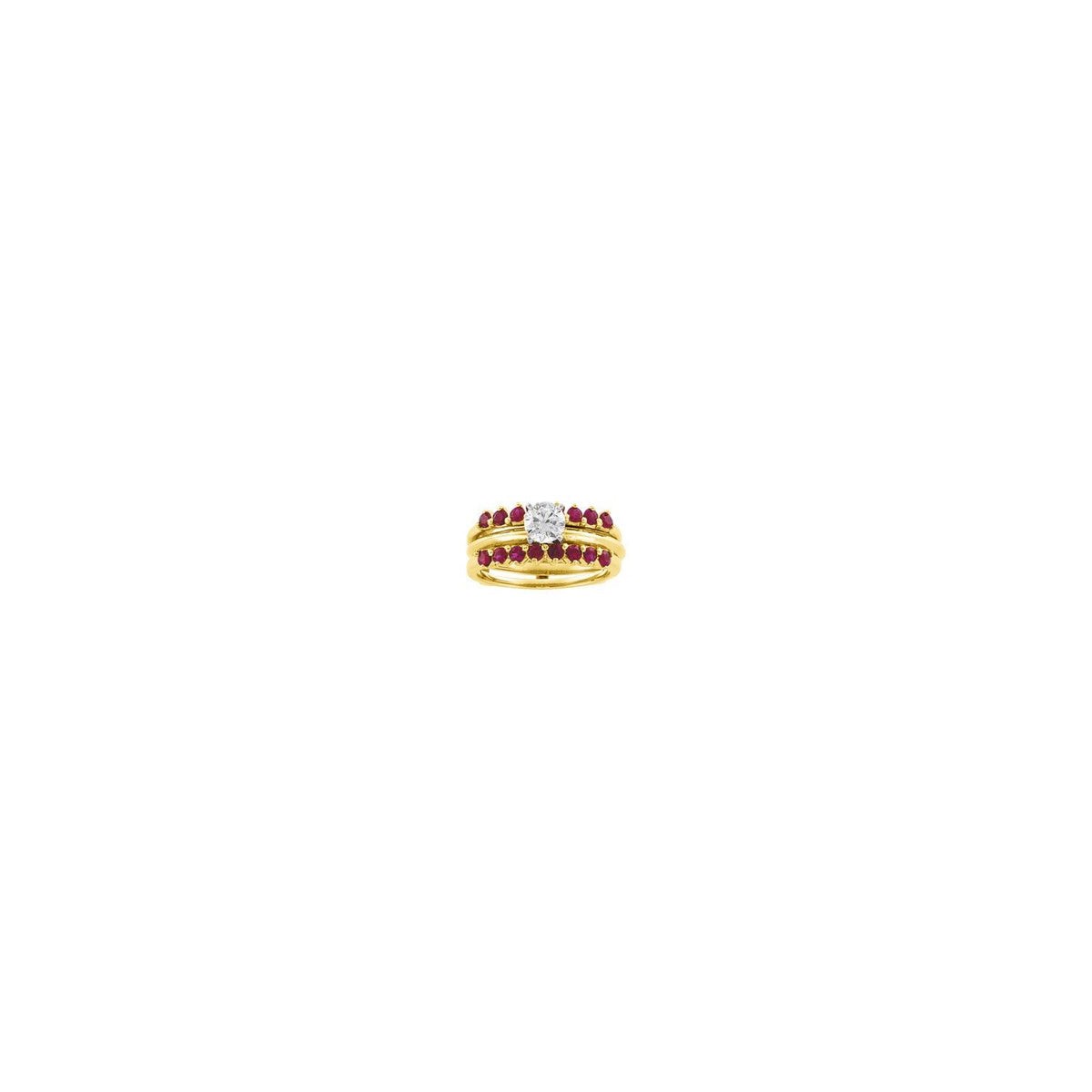 14K Yellow Gold Natural Ruby Ring Guard