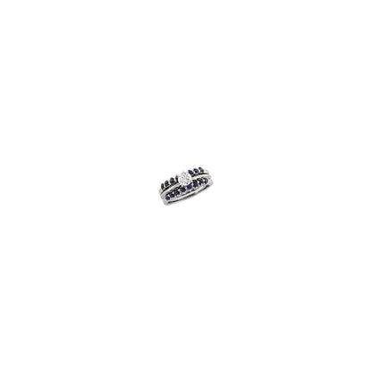 14K White Gold Natural Blue Sapphire Ring Guard