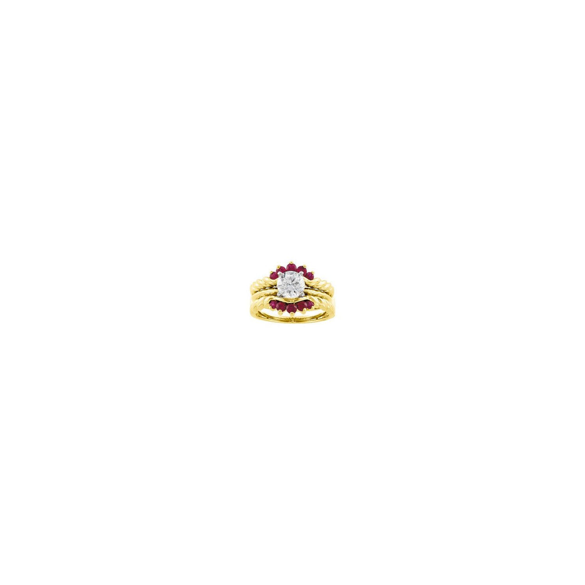 14K Yellow Gold Natural Ruby Ring Guard, Style 2