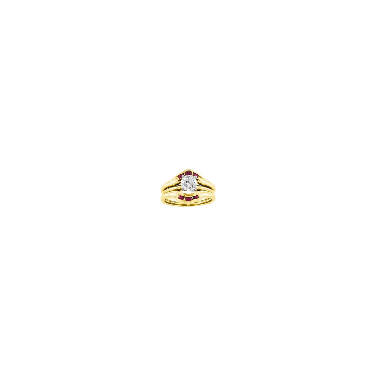 14K Yellow Gold Natural Ruby Ring Guard, Channel-Set