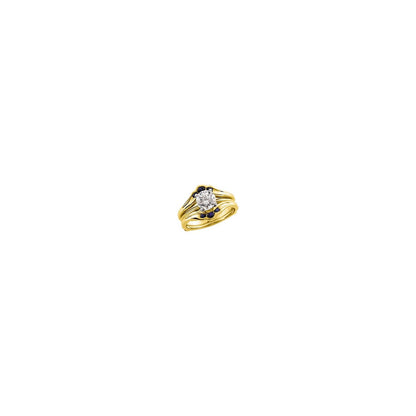 14K Yellow Gold Natural Blue Sapphire Ring Guard