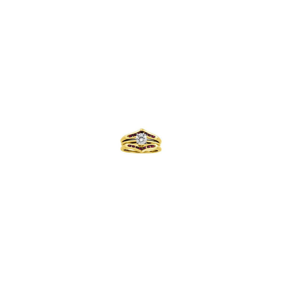 14K Yellow Gold Natural Ruby Ring Guard, Style 3