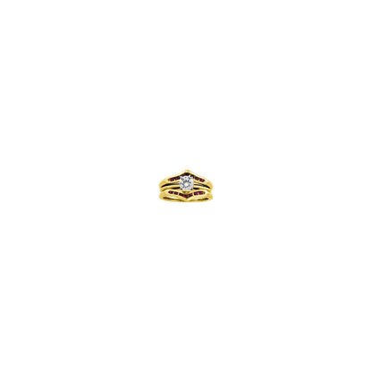 14K Yellow Gold Natural Ruby Ring Guard, Style 3