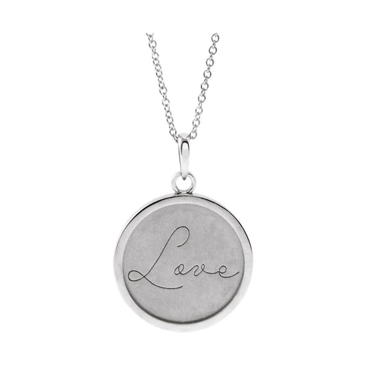 Sterling Silver Love Engraved Disc 16-18" Necklace
