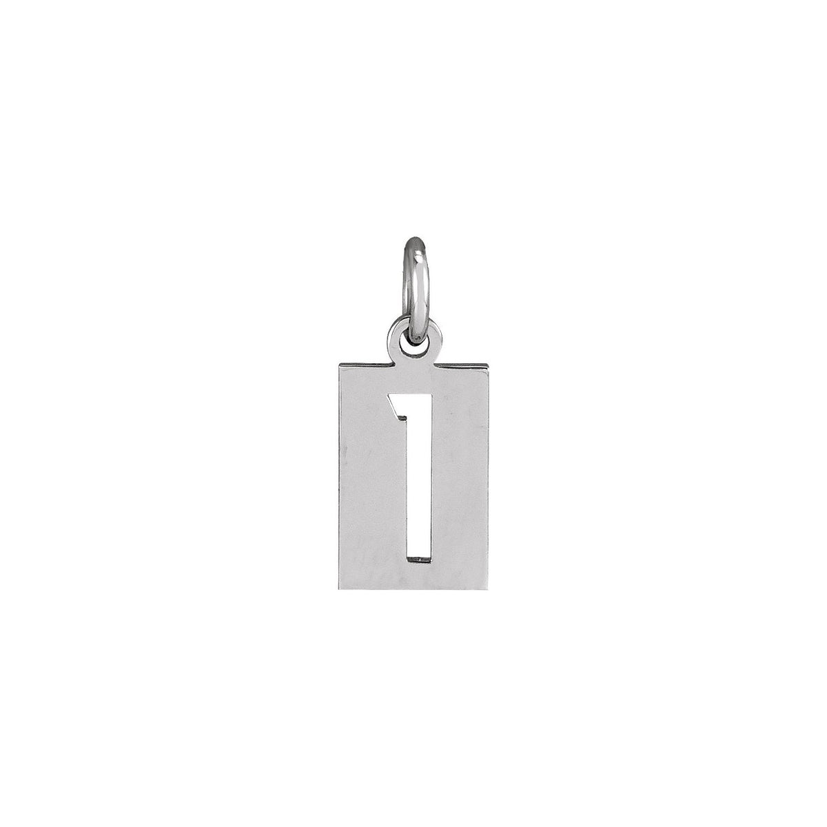 14K White Gold Pierced Numeral 1 Dog Tag Pendant