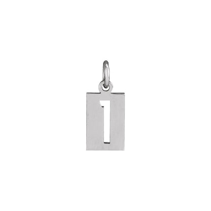 14K White Gold Pierced Numeral 1 Dog Tag Pendant