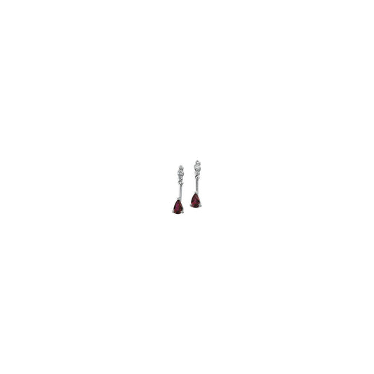 14K White Gold Natural Ruby & .05 CTW Natural Diamond Earrings