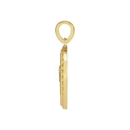 14K Yellow Gold Elephant Disc Pendant