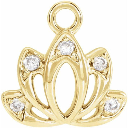 Petite Pavé® .025 CTW Natural Diamond Lotus Flower Dangle