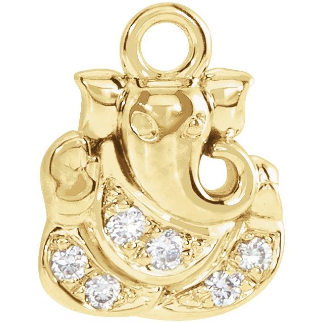 14K Yellow Gold Petite Pavé® .025 CTW Natural Diamond Ganesha Dangle