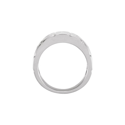 14K White Gold Brick Design Tapered Band