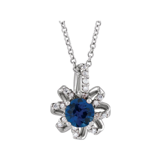 14K White Gold Lab-Grown Alexandrite & .07 CTW Natural Diamond Halo-Style Pendant