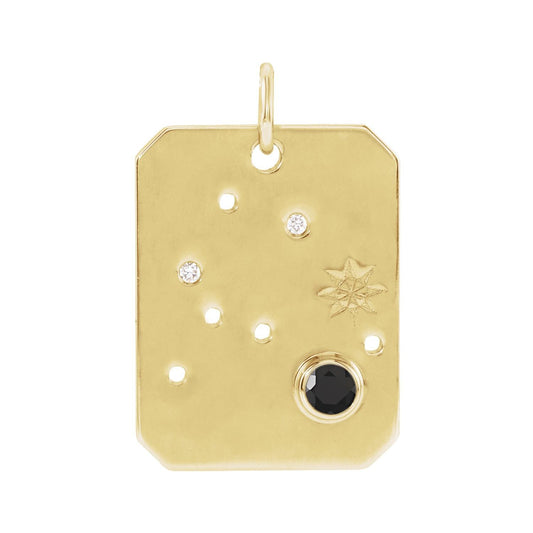 14K Yellow Gold Natural Black Spinel & .01 CTW Natural Diamond Aquarius Constellation Pendant
