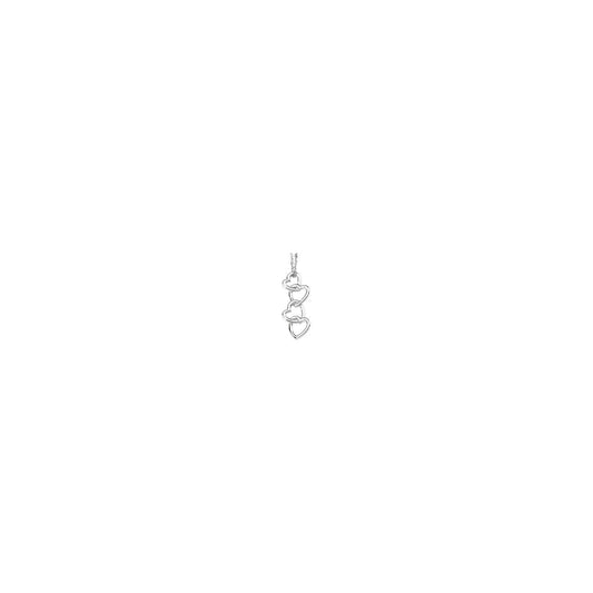 14K White Gold Linked Hearts Pendant