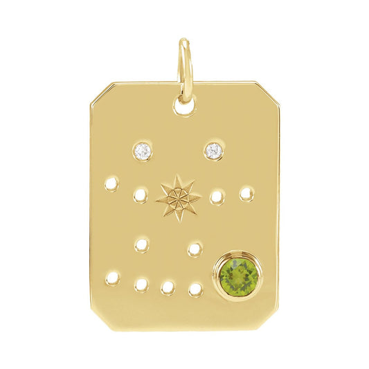 14K Yellow Gold Natural Peridot & .01 CTW Natural Diamond Gemini Constellation Pendant
