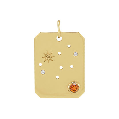 14K Yellow Gold Natural Spessartite Garnet & .01 CTW Natural Diamond Virgo Constellation Pendant