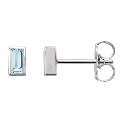 Natural Sky Blue Topaz Bezel-Set Earrings