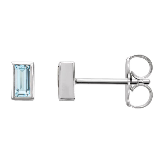 Natural Sky Blue Topaz Bezel-Set Earrings