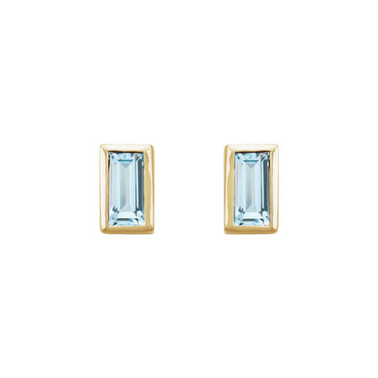 Natural Sky Blue Topaz Bezel-Set Earrings