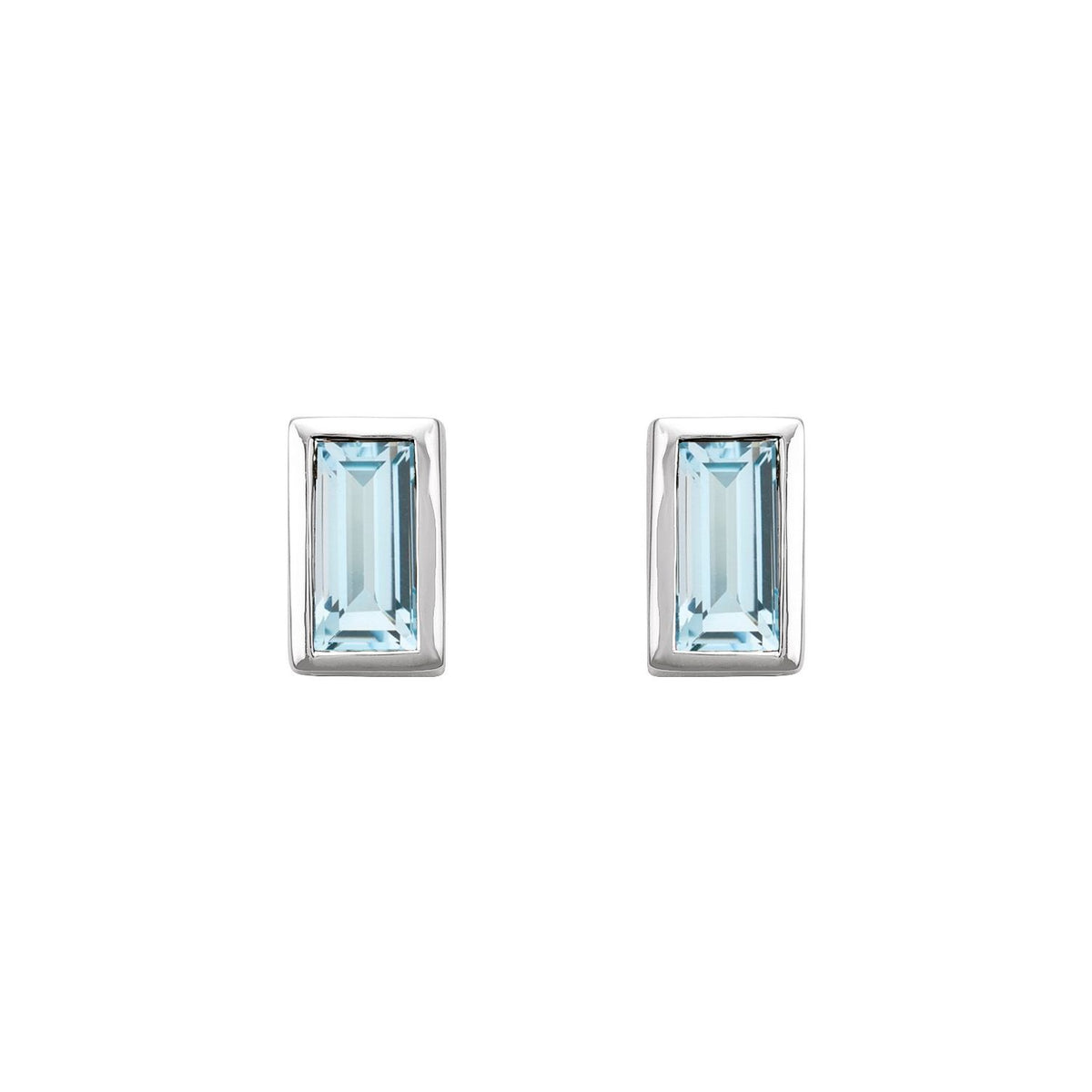 Natural Sky Blue Topaz Bezel-Set Earrings