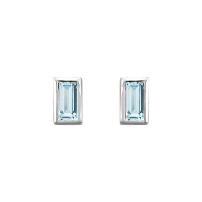 Natural Sky Blue Topaz Bezel-Set Earrings