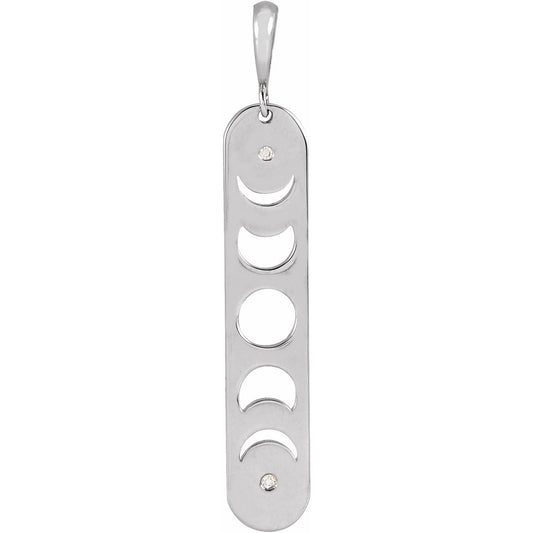 Sterling Silver .01 CTW Natural Diamond Moon Phase Bar Pendant
