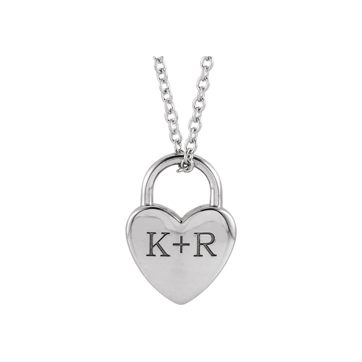 Engravable Heart Lock 16-18" Necklace