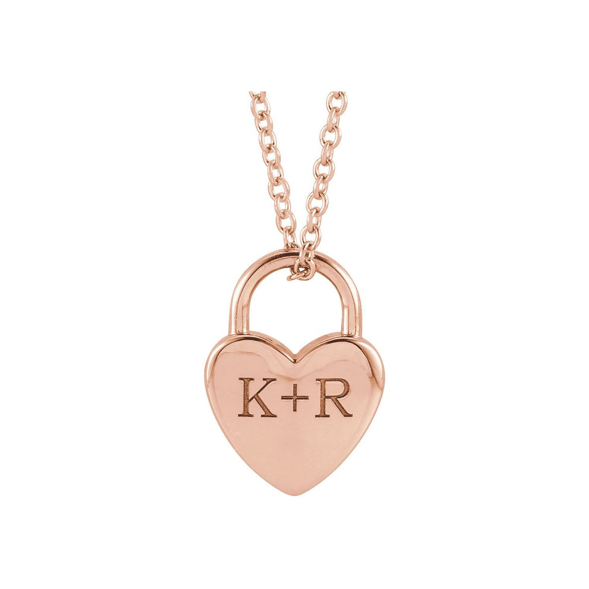 Engravable Heart Lock 16-18" Necklace
