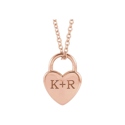 Engravable Heart Lock 16-18" Necklace